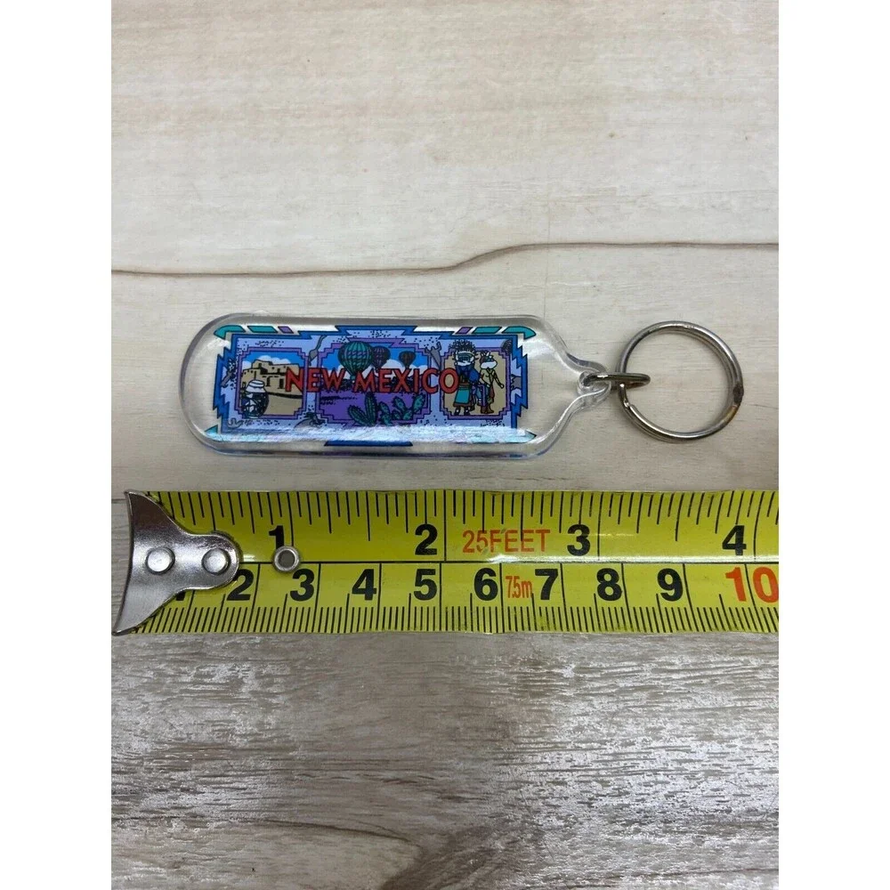 Vtg New Mexico Rectangular Blue Key Chain Travel Souvenir NOS